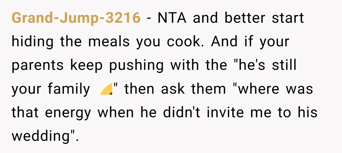 She Turned Her Neighbor’s Parking Nightmare Into a Feathered Revenge Saga Grand-Jump-3216 − NTA and better start hiding the meals you cook. And if your parents keep pushing with the "he's still your family 🙄" then ask them "where was that...