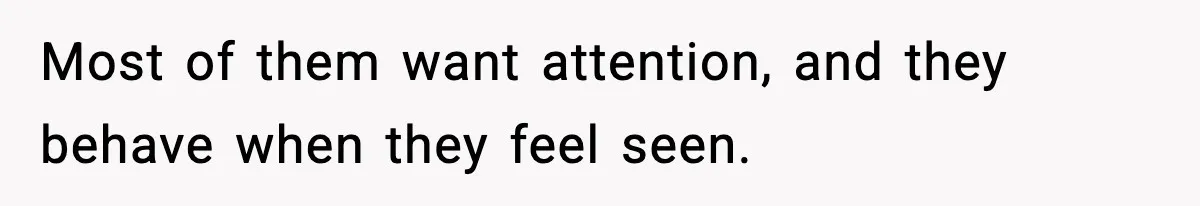 Most of them want attention, and they behave when they feel seen.