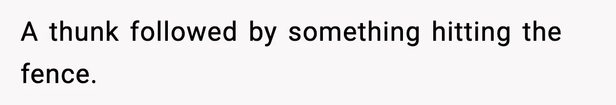 A thunk followed by something hitting the fence.