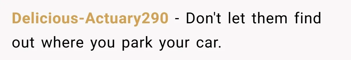 Delicious-Actuary290 − Don't let them find out where you park your car.