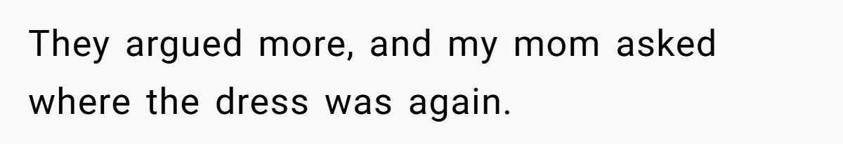 They argued more, and my mom asked where the dress was again.