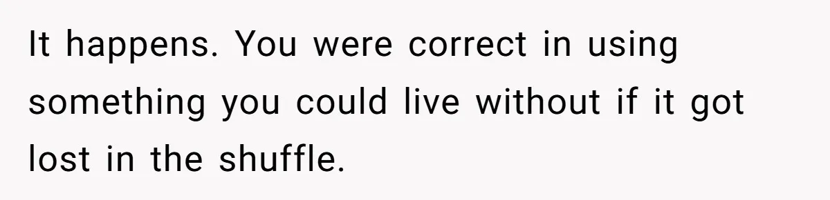 It happens. You were correct in using something you could live without if it got lost in the shuffle.