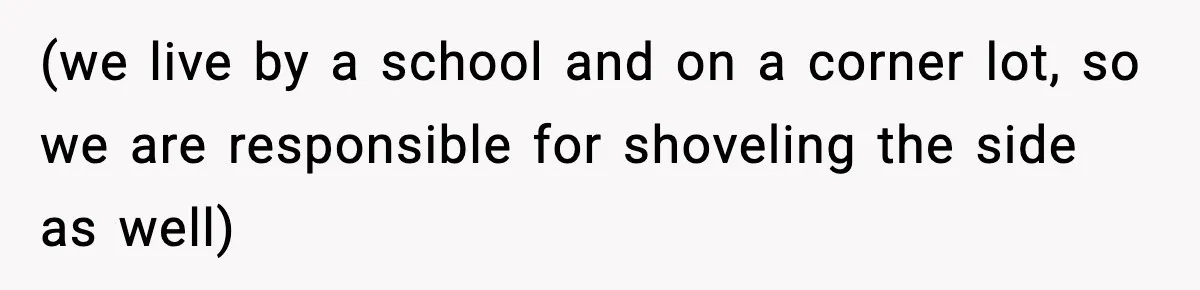 Brother Gets Kicked Out After Letting His Pregnant Sister-in-Law Shovel Snow (we live by a school and on a corner lot, so we are responsible for shoveling the side as well)