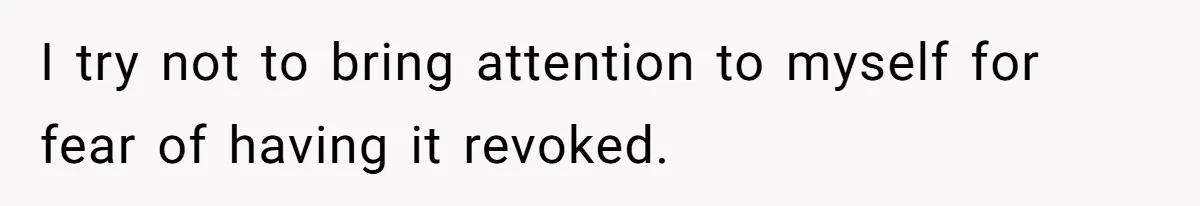 I try not to bring attention to myself for fear of having it revoked.
