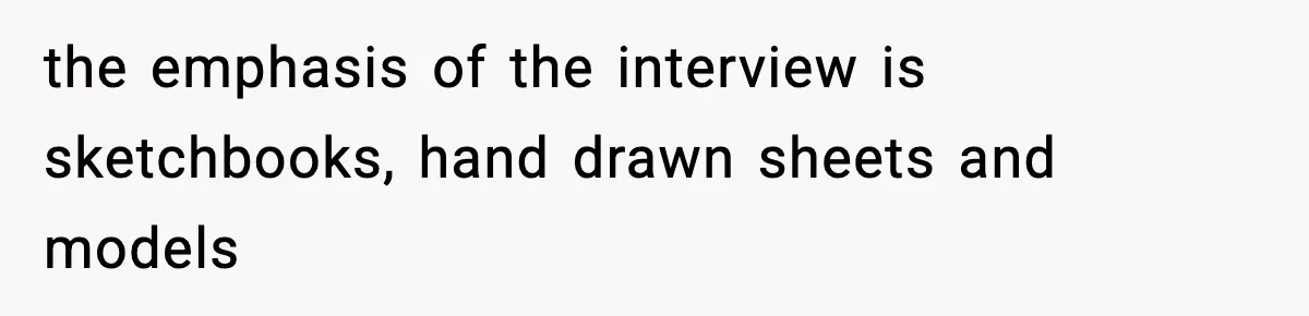 the emphasis of the interview is sketchbooks, hand drawn sheets and models