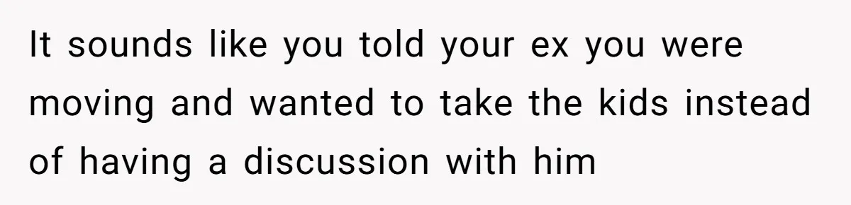It sounds like you told your ex you were moving and wanted to take the kids instead of having a discussion with him