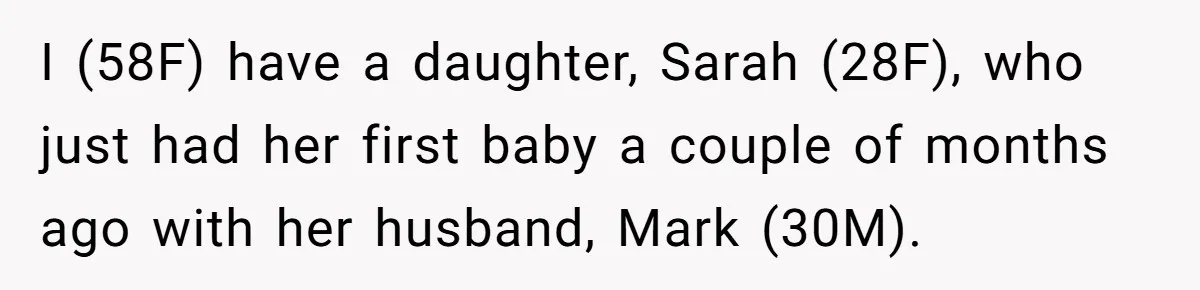 I (58F) have a daughter, Sarah (28F), who just had her first baby a couple of months ago with her husband, Mark (30M).