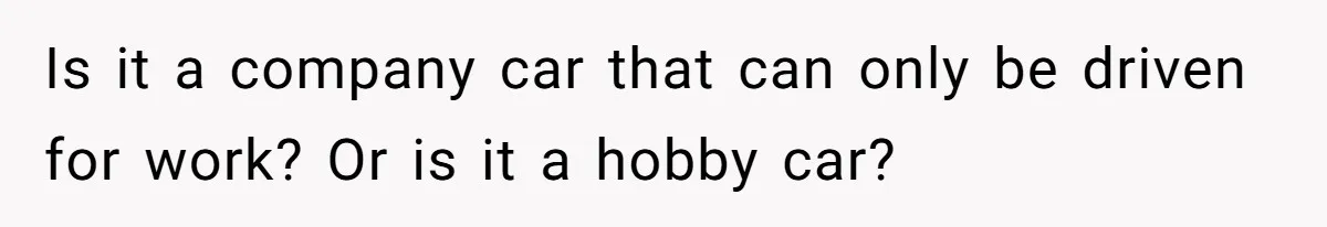 Is it a company car that can only be driven for work? Or is it a hobby car?
