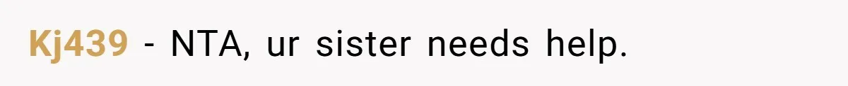 Kj439 − NTA, ur sister needs help.