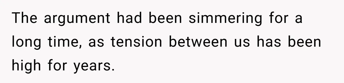 The argument had been simmering for a long time, as tension between us has been high for years.