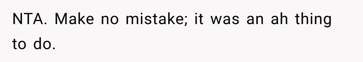 NTA. Make no mistake; it was an ah thing to do.