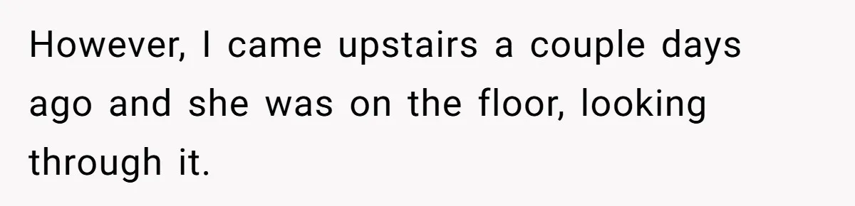 However, I came upstairs a couple days ago and she was on the floor, looking through it.