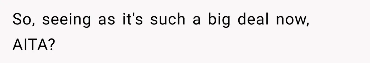 So, seeing as it's such a big deal now, AITA?