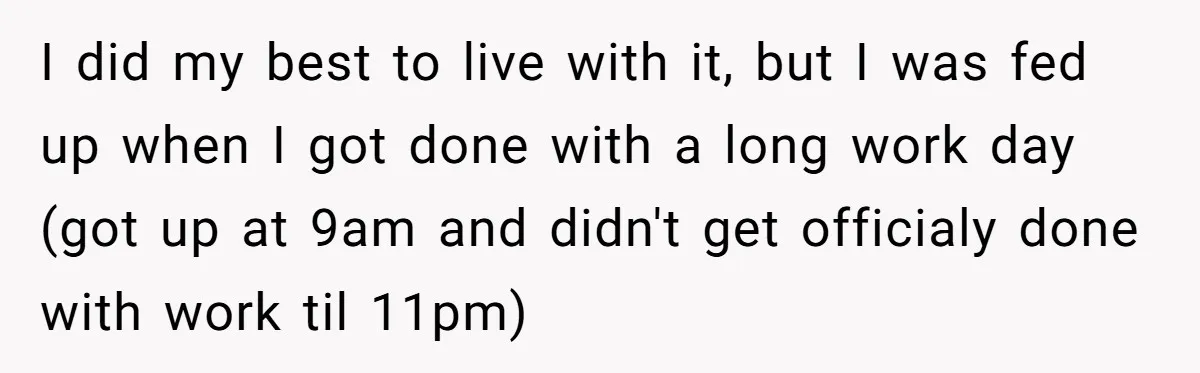 I did my best to live with it, but I was fed up when I got done with a long work day (got up at 9am and didn't get officialy...