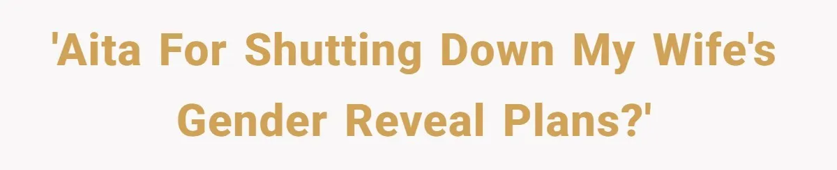 'AITA for shutting down my wife's gender reveal plans?'