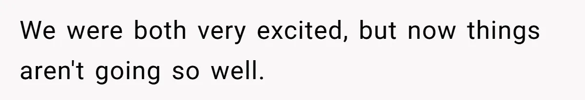 We were both very excited, but now things aren't going so well.