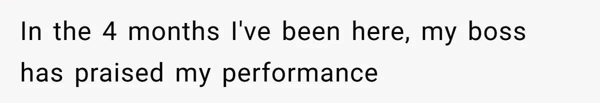 In the 4 months I've been here, my boss has praised my performance