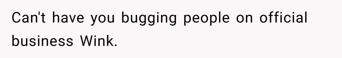 Can't have you bugging people on official business Wink.
