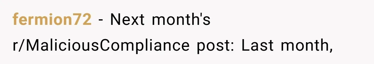 fermion72 − Next month's r/MaliciousCompliance post: Last month,