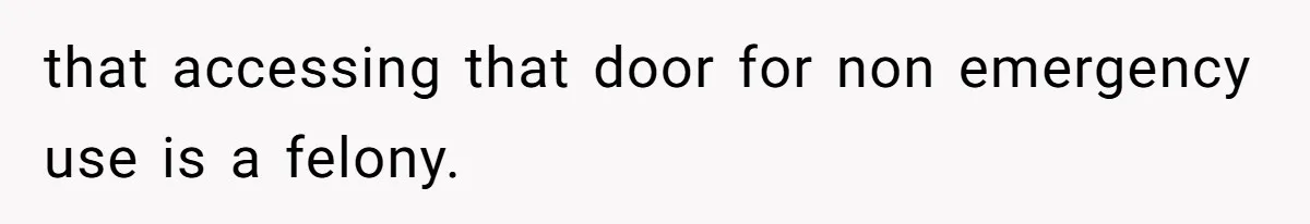 that accessing that door for non emergency use is a felony.