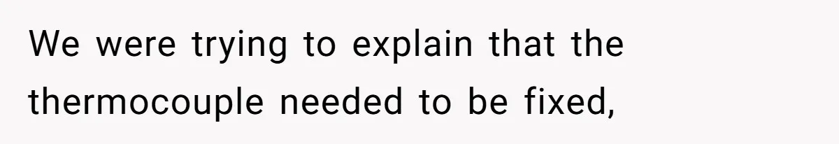 We were trying to explain that the thermocouple needed to be fixed,