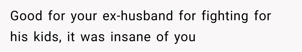Good for your ex-husband for fighting for his kids, it was insane of you