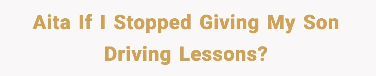 AITA if I stopped giving my son driving lessons?