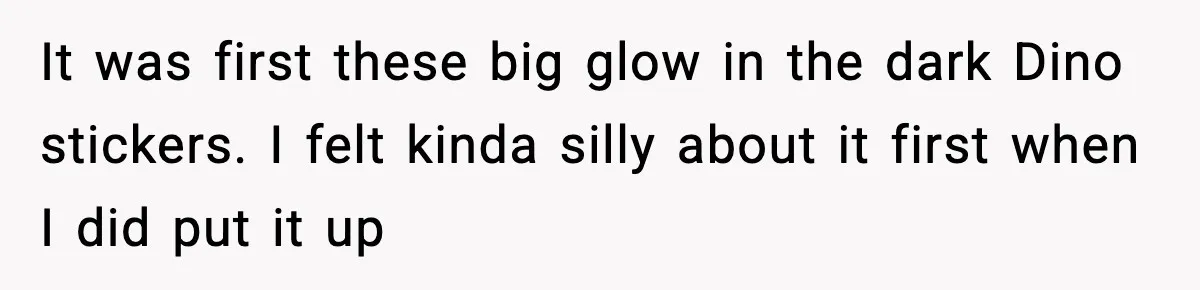 It was first these big glow in the dark Dino stickers. I felt kinda silly about it first when I did put it up