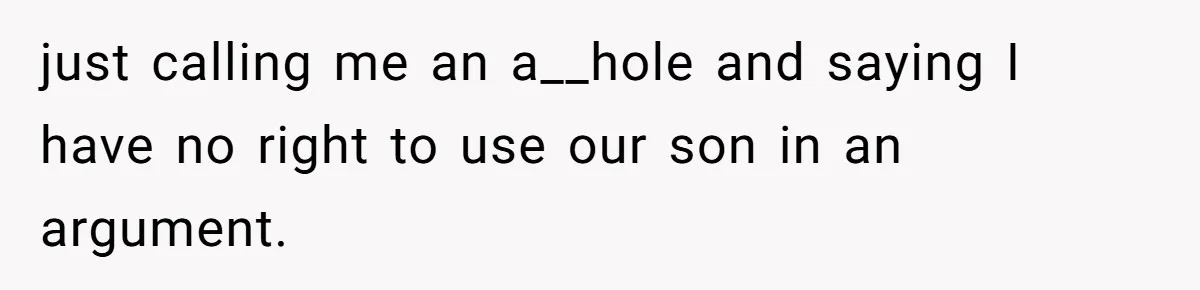 just calling me an a__hole and saying I have no right to use our son in an argument.