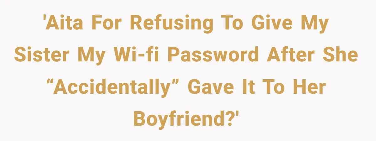 'AITA for refusing to give my sister my Wi-Fi password after she “accidentally” gave it to her boyfriend?'