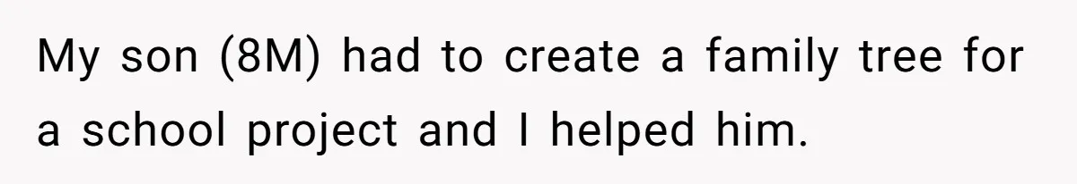 My son (8M) had to create a family tree for a school project and I helped him.