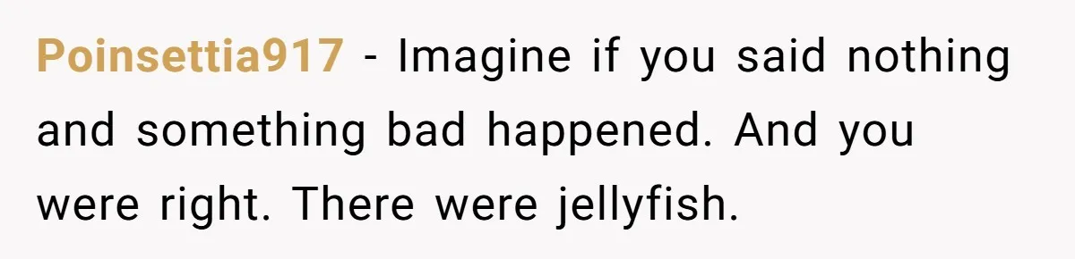 Man Warns Dad About Hazard Near His Little Kids But Gets Accused Of Destroying Their Beach Day Poinsettia917 − Imagine if you said nothing and something bad happened. And you were right. There were jellyfish.