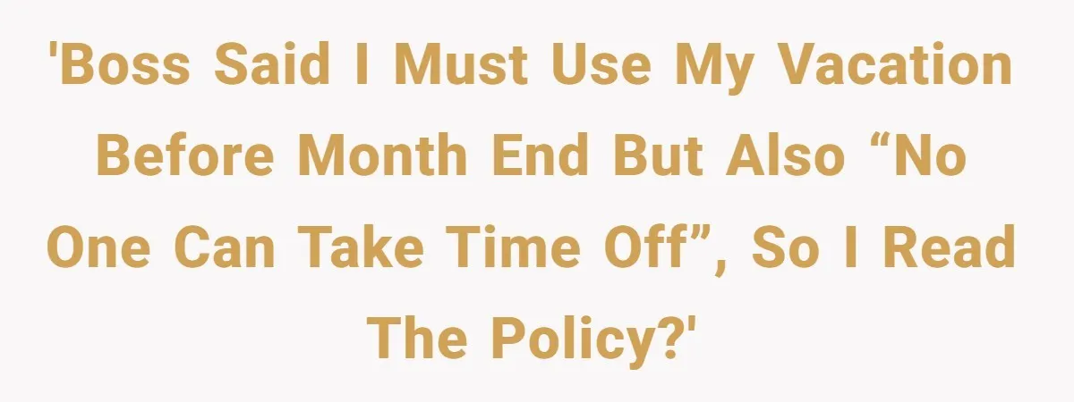 'Boss said I must use my vacation before month end but also “no one can take time off”, so I read the policy?'