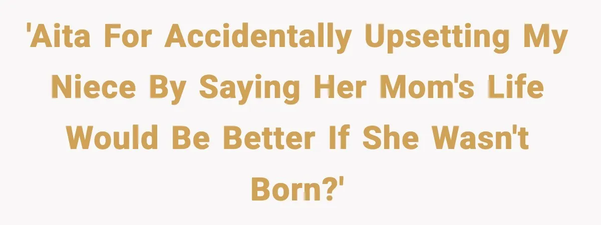 'AITA for accidentally upsetting my niece by saying her mom's life would be better if she wasn't born?'