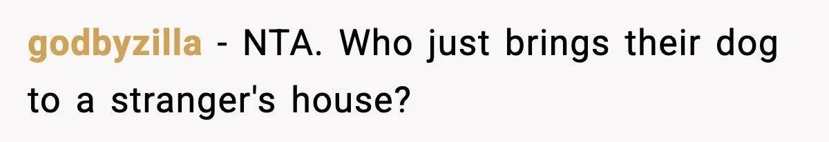 godbyzilla - NTA. Who just brings their dog to a stranger's house?
