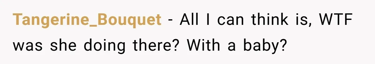 Tangerine_Bouquet − All I can think is, WTF was she doing there? With a baby?