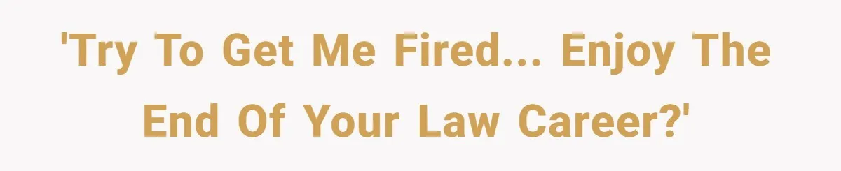 'Try to get me fired... Enjoy the end of your law career?'