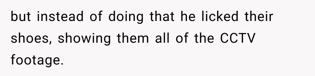 but instead of doing that he licked their shoes, showing them all of the CCTV footage.