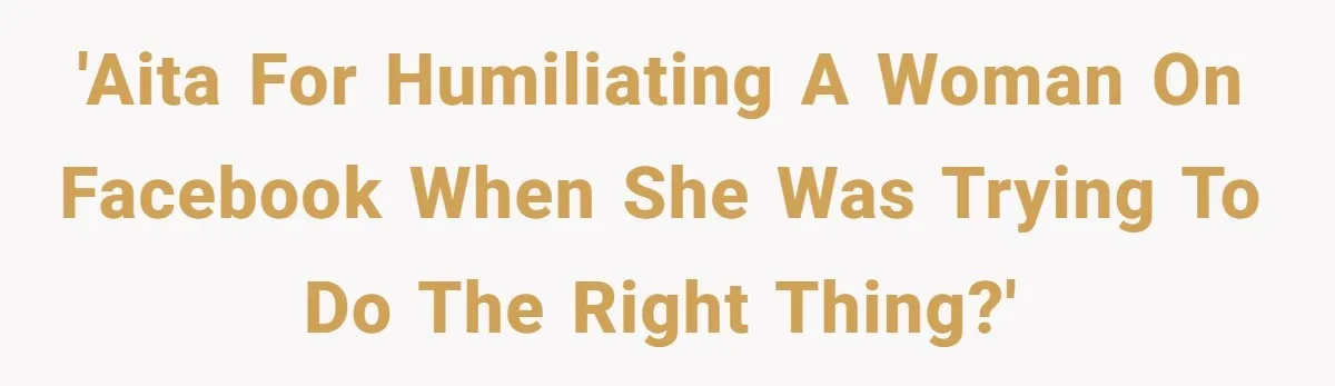'AITA for Humiliating a Woman on Facebook when she was trying to do the Right Thing?'