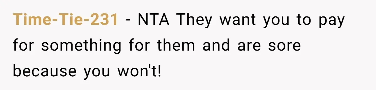 Time-Tie-231 − NTA They want you to pay for something for them and are sore because you won't!
