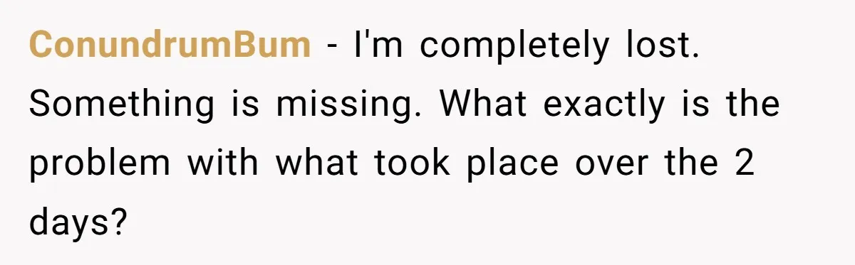 Dad Questions Stepmom's Parenting, Though She Spends Quality Time With Daughter, So She Gives Her Ultimatum ConundrumBum − I'm completely lost. Something is missing. What exactly is the problem with what took place over the 2 days?