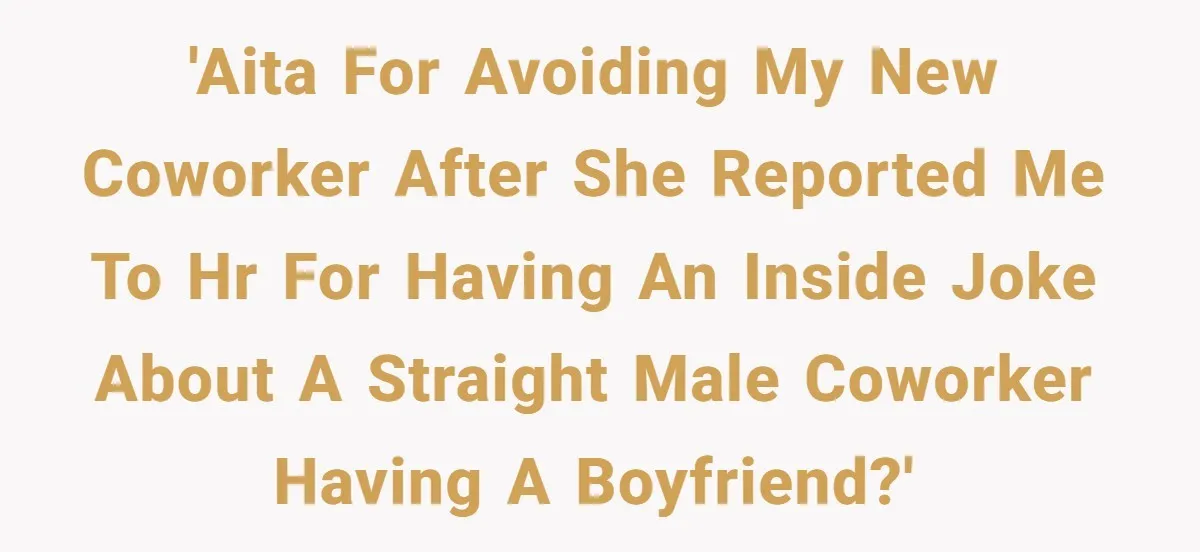 'AITA for avoiding my new coworker after she reported me to HR for having an inside joke about a straight male coworker having a boyfriend?'
