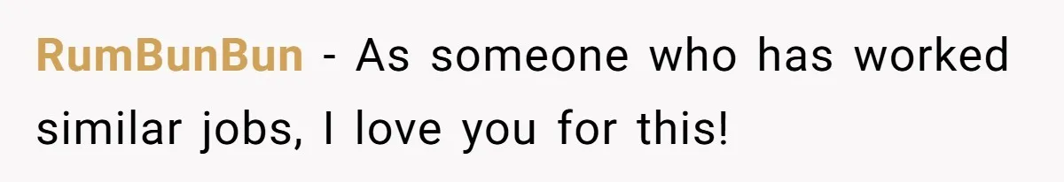 RumBunBun − As someone who has worked similar jobs, I love you for this!