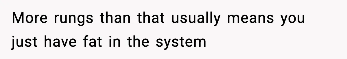 More rungs than that usually means you just have fat in the system