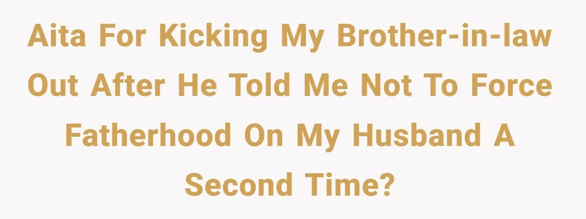 AITA for kicking my brother-in-law out after he told me not to force fatherhood on my husband a second time?