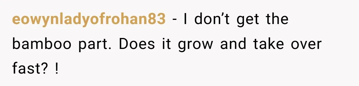 eowynladyofrohan83 − I don’t get the bamboo part. Does it grow and take over fast? !