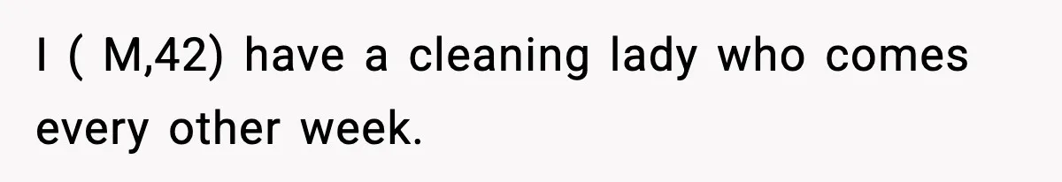 I ( M,42) have a cleaning lady who comes every other week.