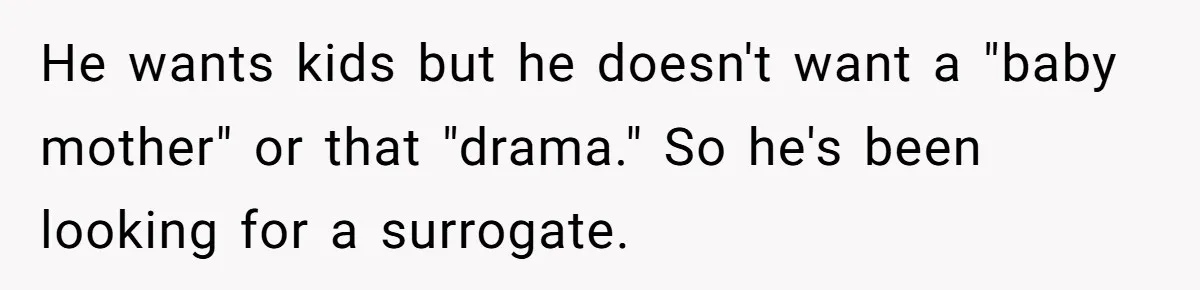 Woman Calls Out 36-Year-Old Friend For His Creepy ‘Natural Insemination’ Surrogacy Plan He wants kids but he doesn't want a "baby mother" or that "drama." So he's been looking for a surrogate.