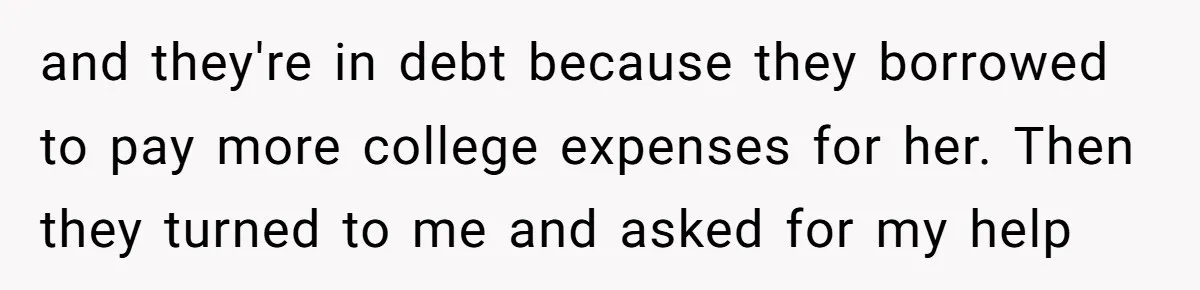 ‘You Need To Beg Just Right’: Parents Demand Help From The Son They Financially Neglected and they're in debt because they borrowed to pay more college expenses for her. Then they turned to me and asked for my help