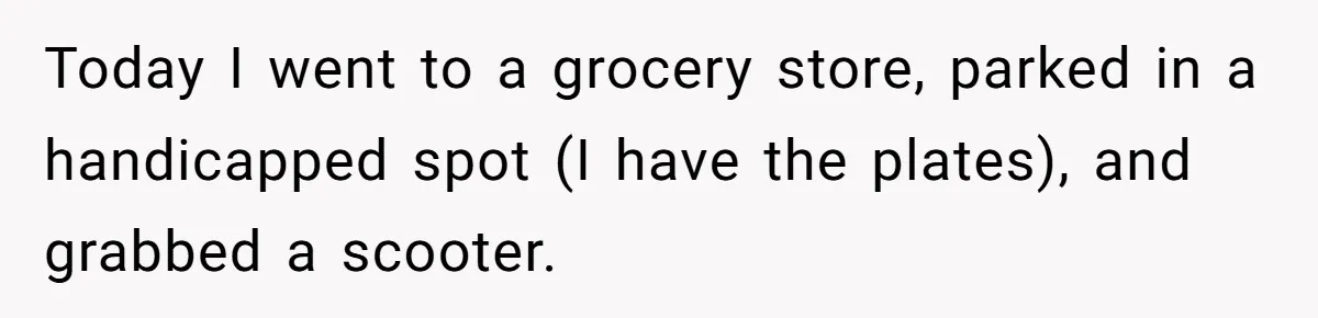 A Karen Followed Him Through The Store insulting him, Then Asked For Help With Groceries Today I went to a grocery store, parked in a handicapped spot (I have the plates), and grabbed a scooter.